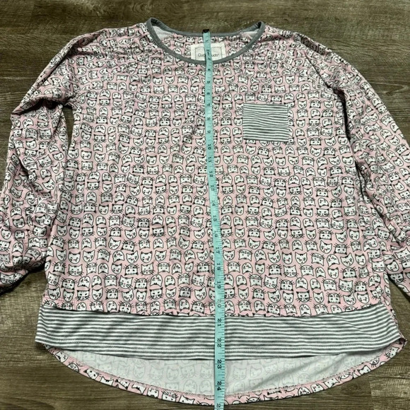 Cuddl Duds Cat Print Long Sleeve Pajama Shirt Size Small - Picture 7 of 8